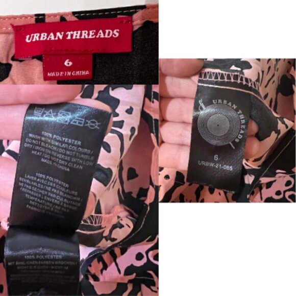 URBAN THREADS Oversized Button Down Smock Dress Pink & Black Abstract Size 6 - Picture 8 of 10